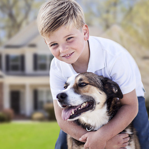 A young boy with his dog